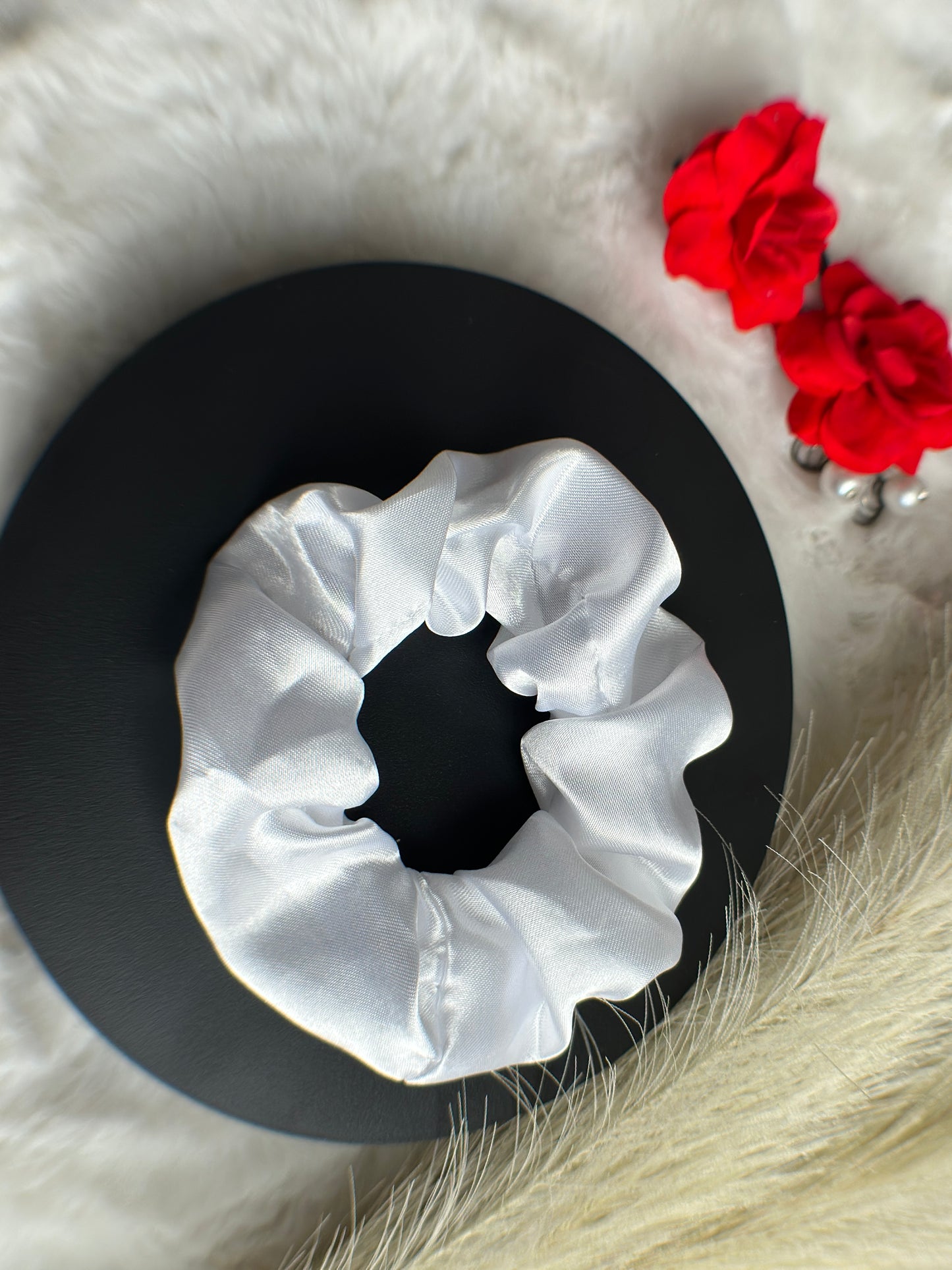 Premium satin scrunchie hair accessory for women