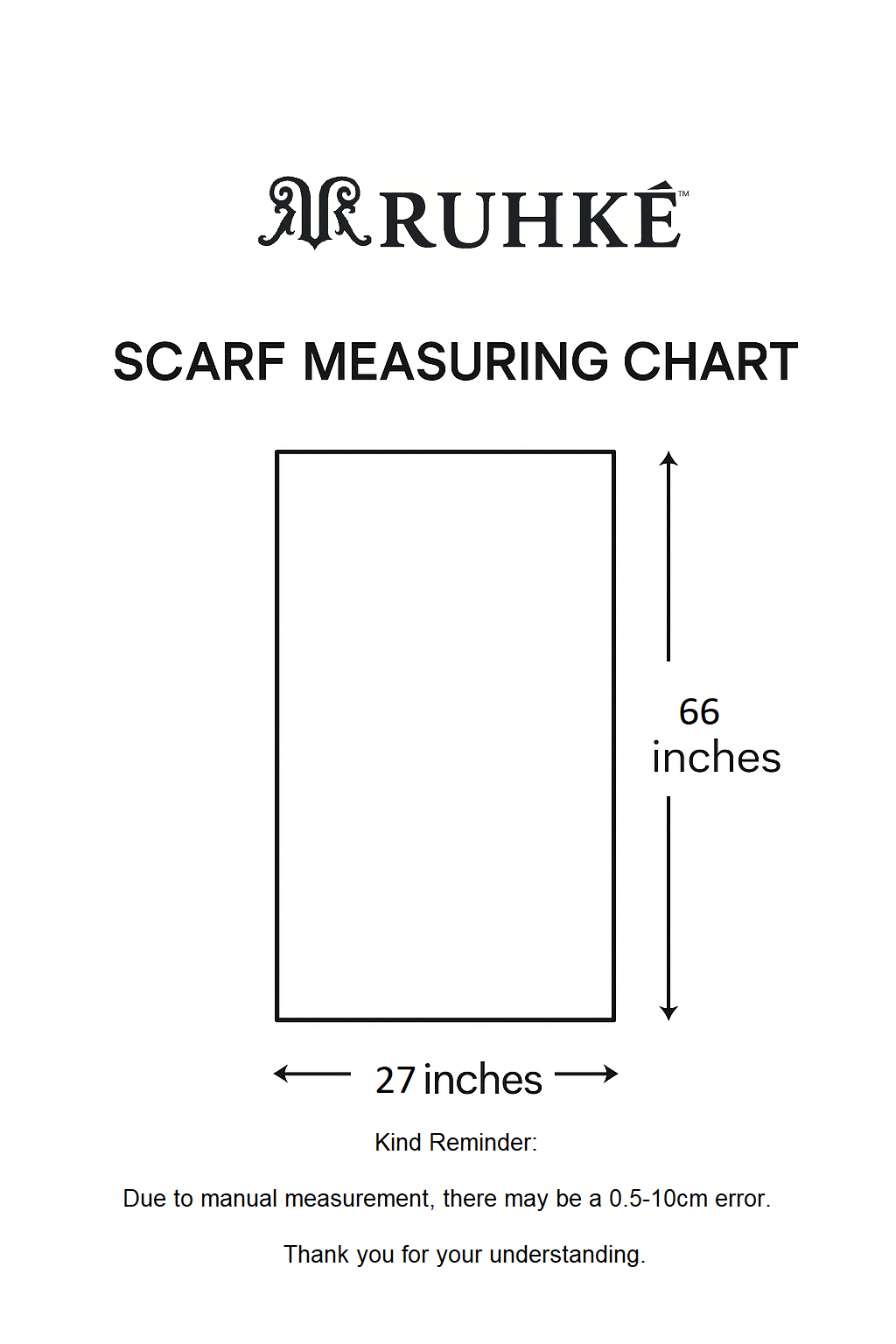 RUHKÉ™ rosewood blush Korean silk hijab size chart showing dimensions for luxury modest fashion styling