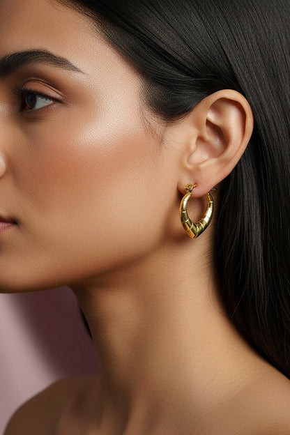 RUHKÉ™ stainless steel small hoop earrings geometric V shape