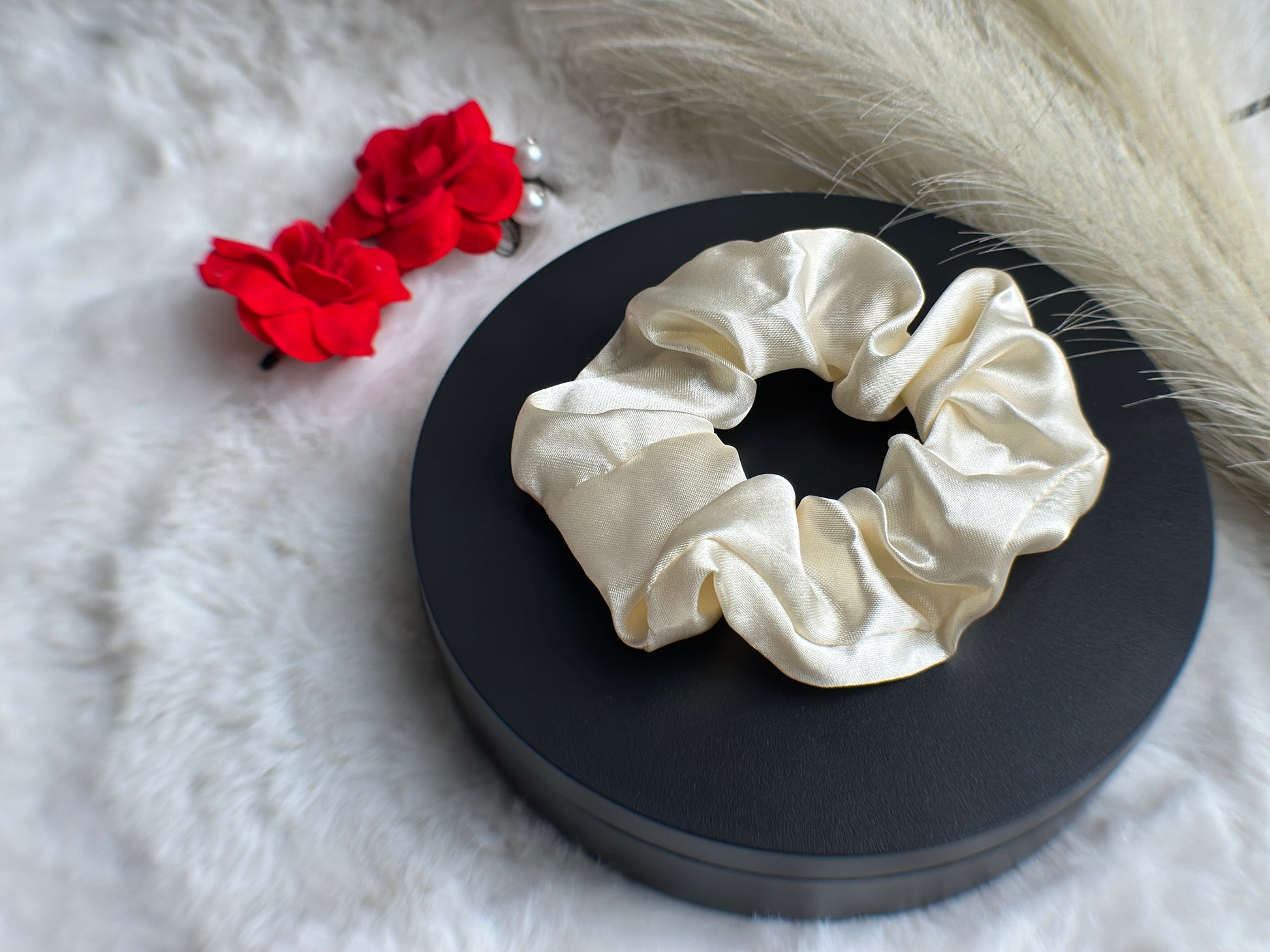 Neutral satin scrunchies for everyday wear