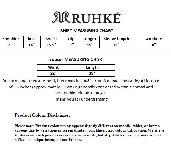 Size chart for girls lawn dress 7 to 8 years