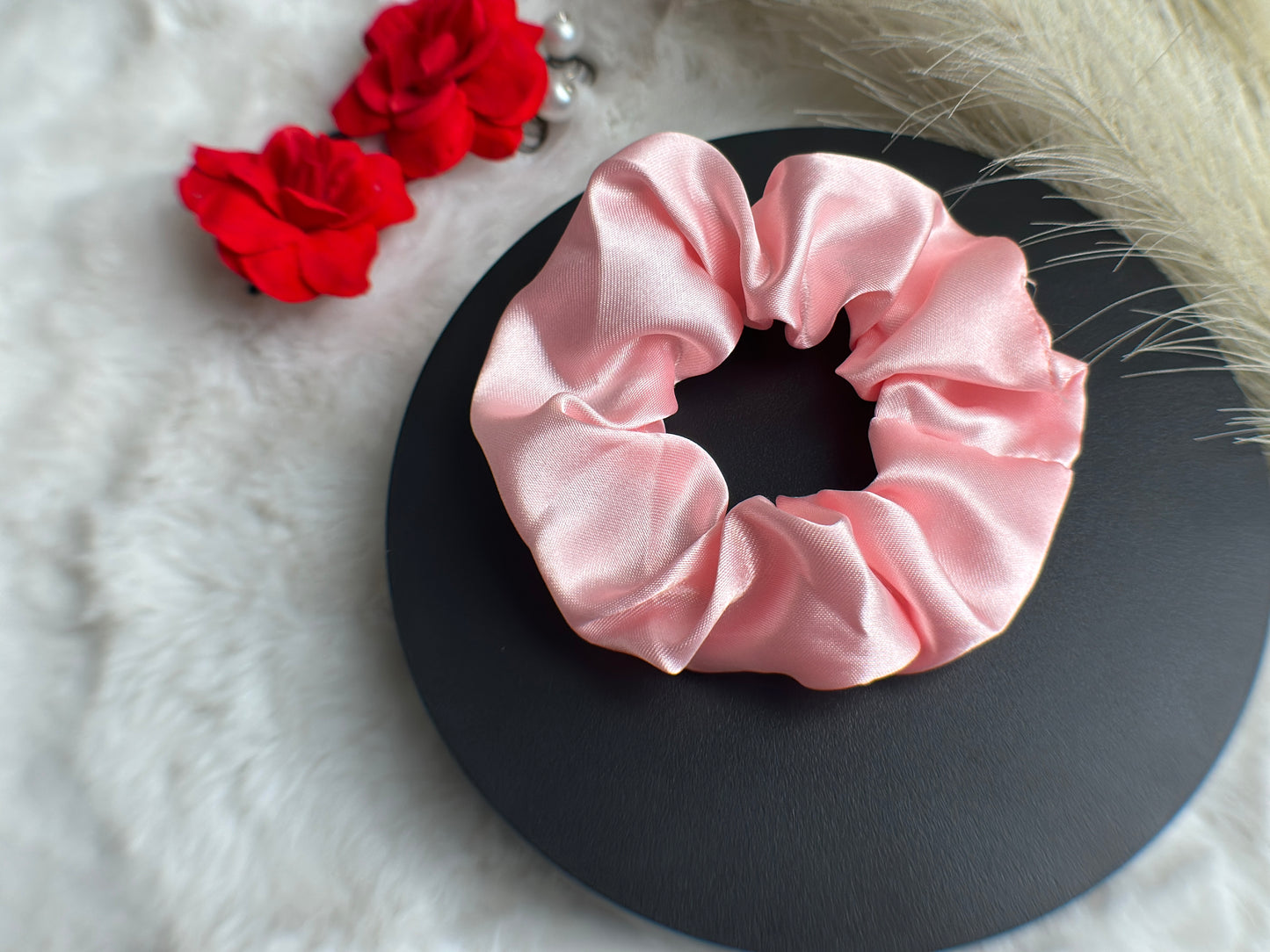 Soft satin hair scrunchie gentle on hair