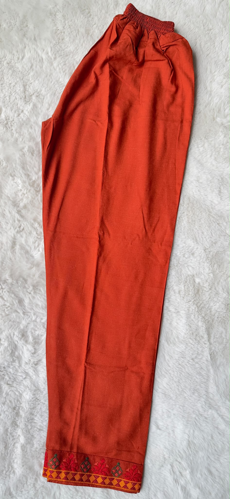 RUHKÉ Premium Burnt Orange Khaddar Co ord set with Traditional Char Suti Embroidery