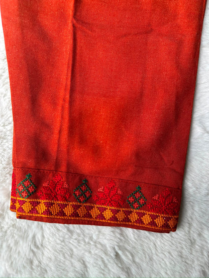 RUHKÉ Premium Burnt Orange Khaddar Co ord set with Traditional Char Suti Embroidery