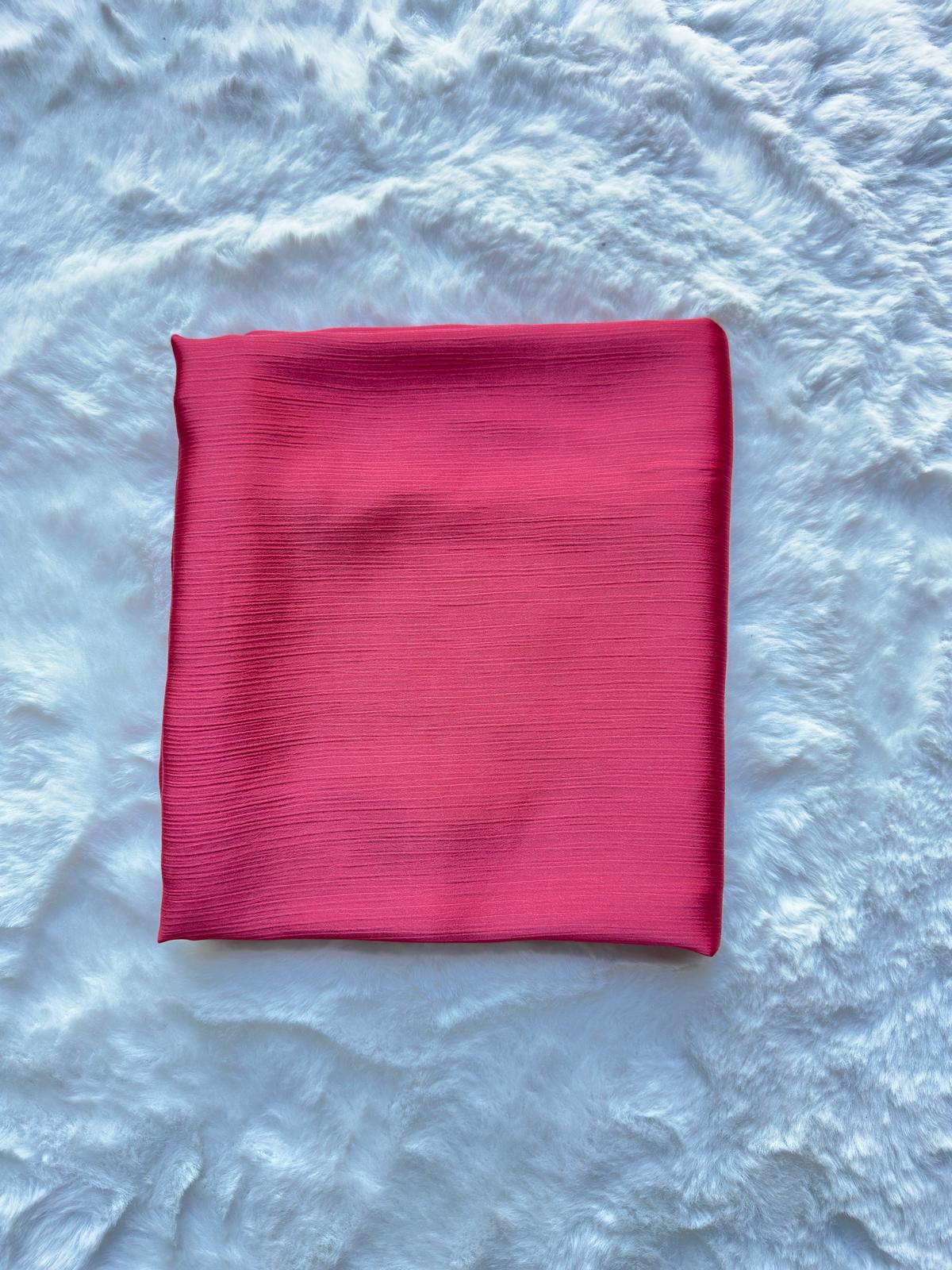 Rosewood blush satin crêpe Korean silk hijab folded neatly, showcasing premium fabric texture by RUHKÉ™