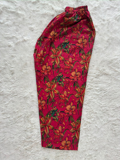 Printed lawn trouser with elastic waist and breathable fabric