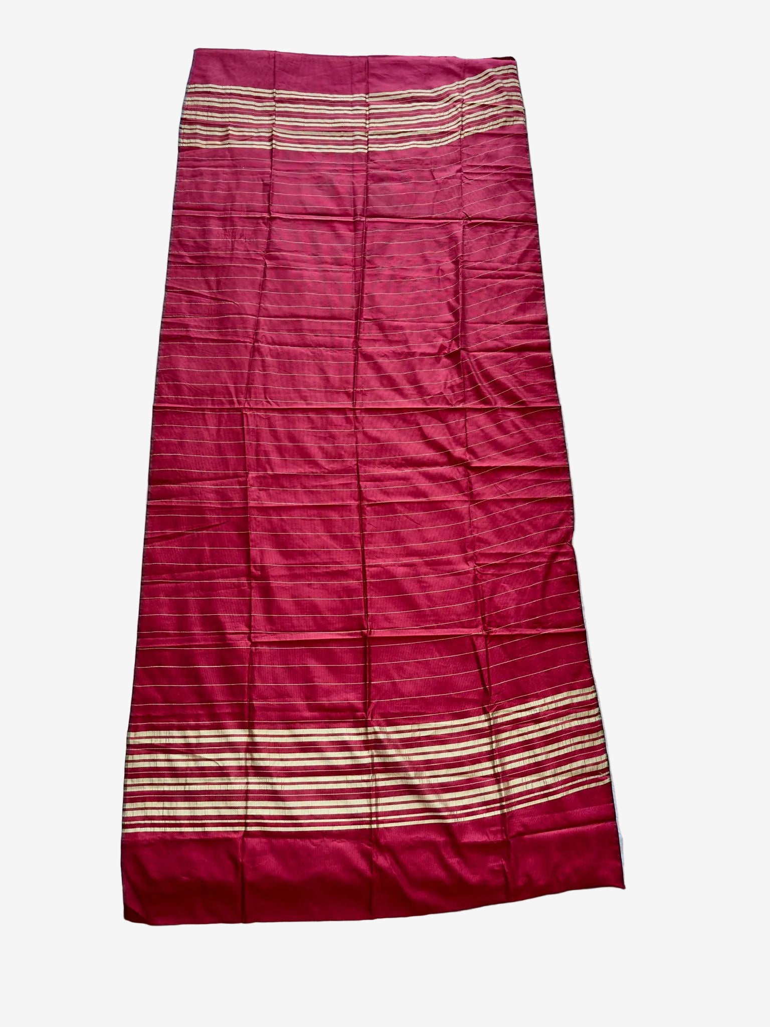 Maroon khadi net dupatta with gold stripe detailing