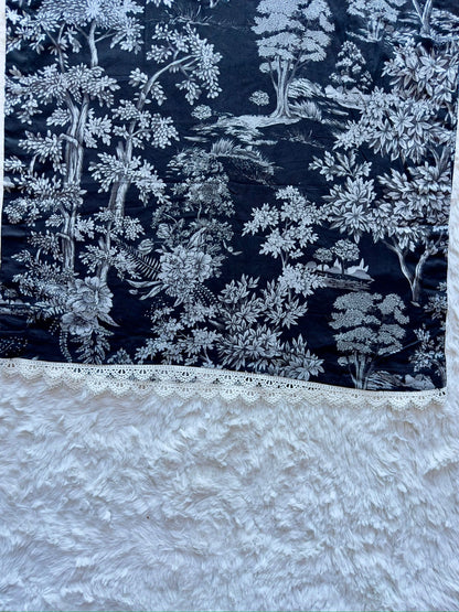 Lace finished daman on printed lawn long shirt