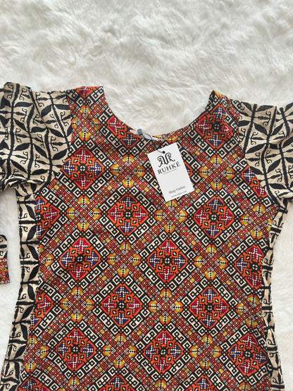 Luxury Printed Lawn 2-Piece Co-Ord Set for Women – Ivory & Rust Ethnic Design | RUHKÉ™