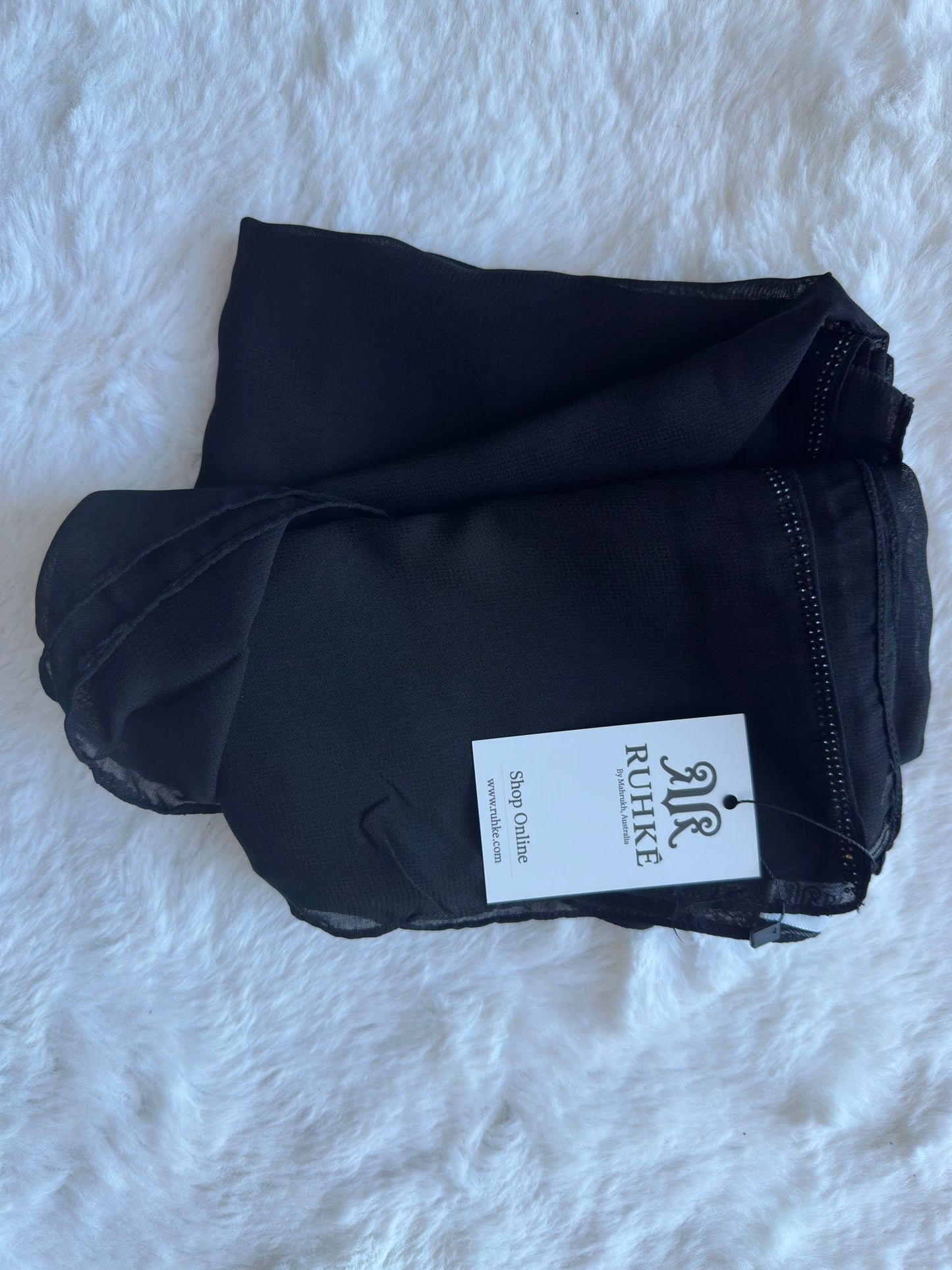 Premium black flared crêpe silk abaya for formal and occasion wear withhijab