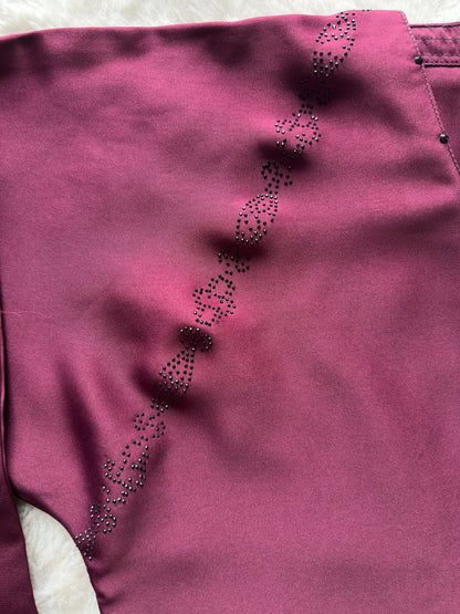 High-end modest abaya with reverse U crystal stone design on chest and sleeves