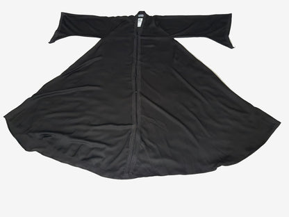 Black dress with a belt on a white background tread work abaya