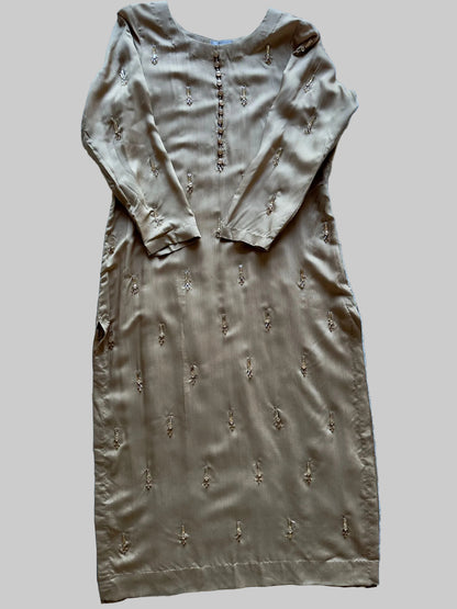 RUHKÉ Champagne Luxe 3 piece suit in viscose silk with handcrafted embellishments