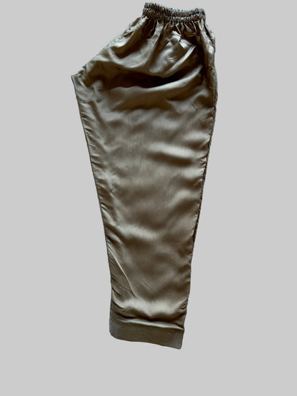 Pakistani style champagne viscose silk 3PC suit with intricate bead work trouser