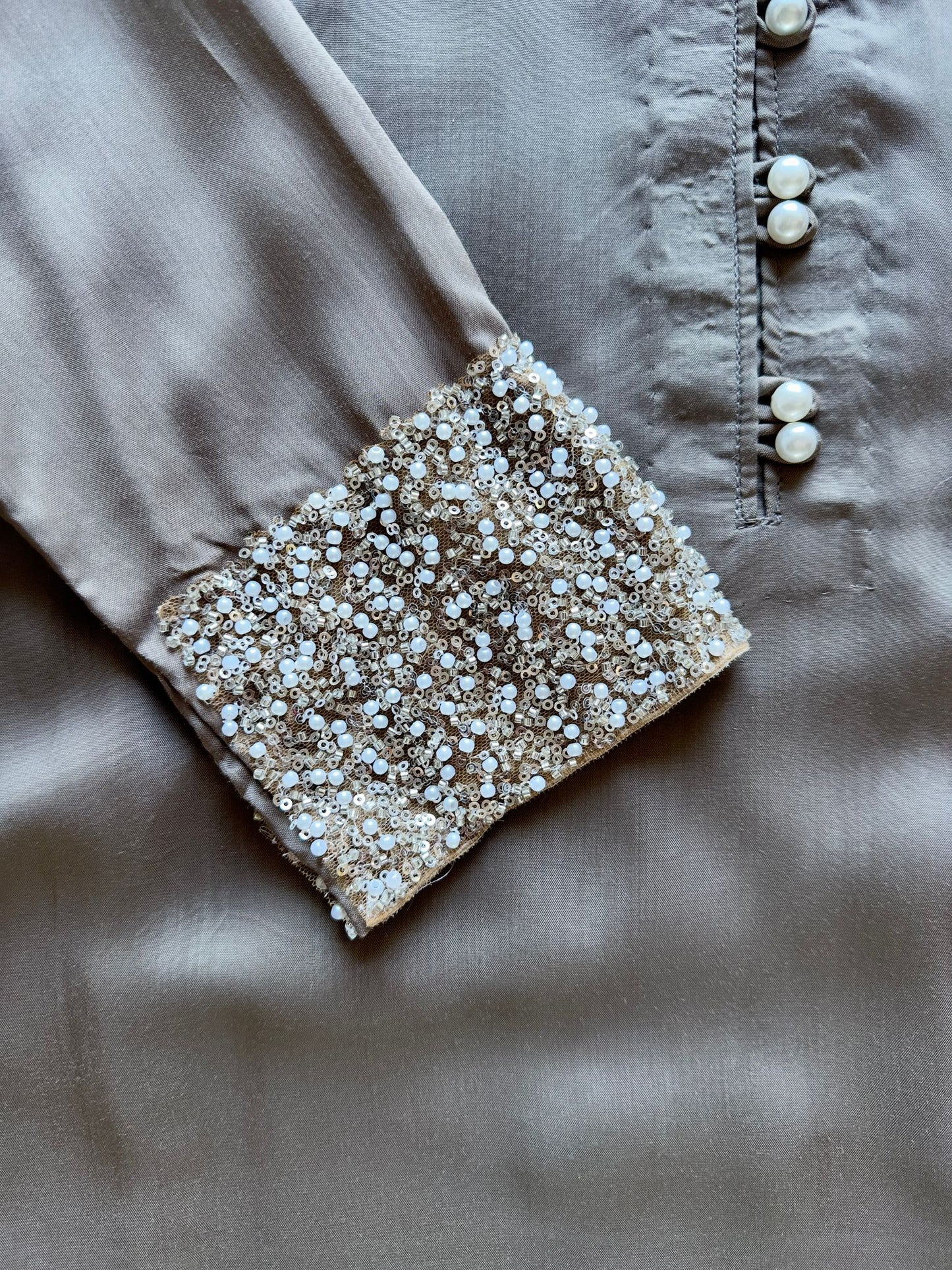 Luxury mocha viscose silk kurta with elegant handwork and sheer tissue dupatta sleaves