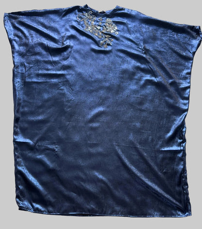 Blue premium velvet silk butterfly abaya with intricate katka handwork