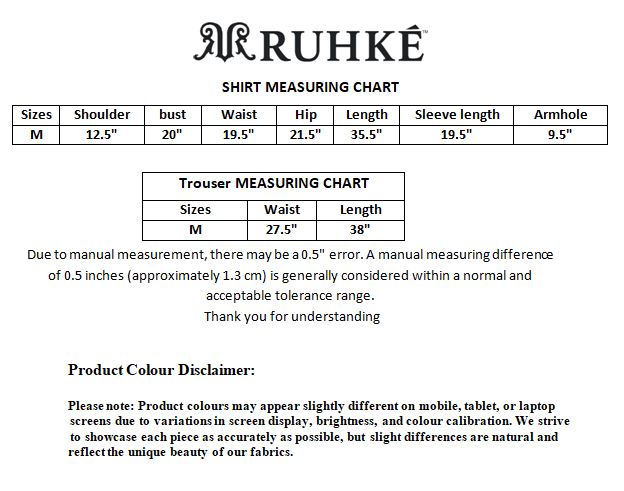 Size chart for printed lawn long dress RUHKÉ™
