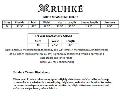 Size chart for printed lawn long dress RUHKÉ™