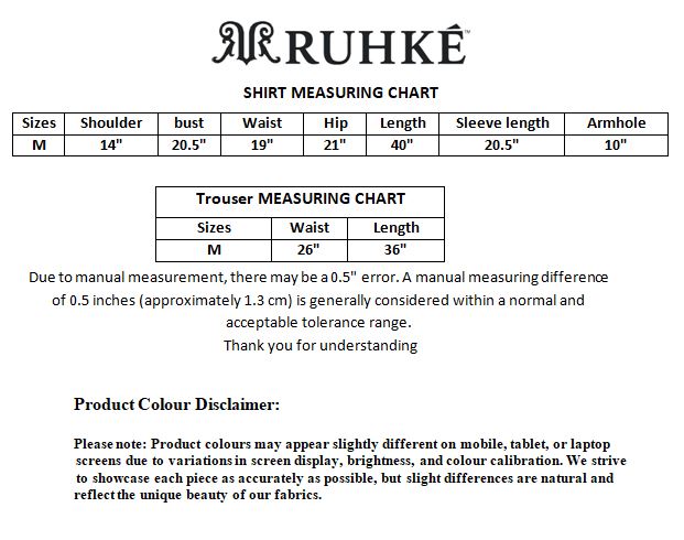 Size chart for printed lawn long dress RUHKÉ™