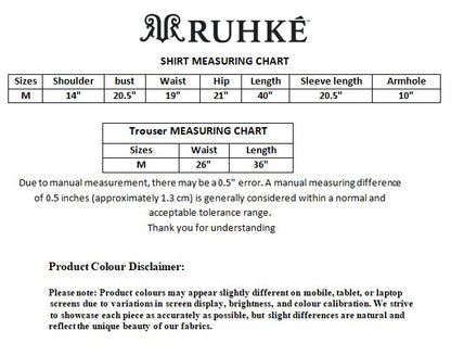 Size chart for printed lawn long dress RUHKÉ™
