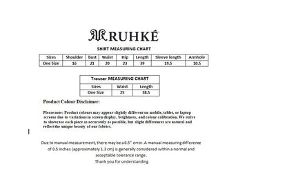 Ruhke shirt and trouser measuring chart on a white background