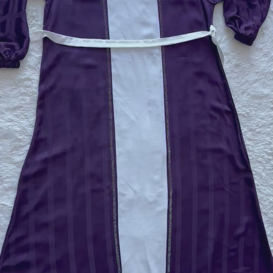 Deep plum silk abaya with textured finish and flowing silhouette, designed by RUHKÉ Australia video