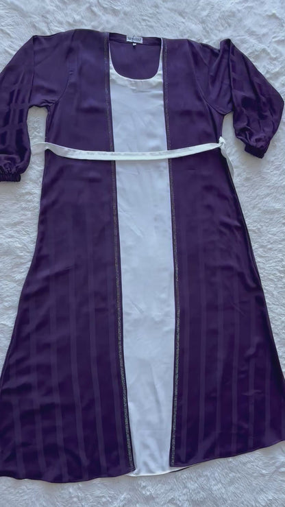 Deep plum silk abaya with textured finish and flowing silhouette, designed by RUHKÉ Australia video