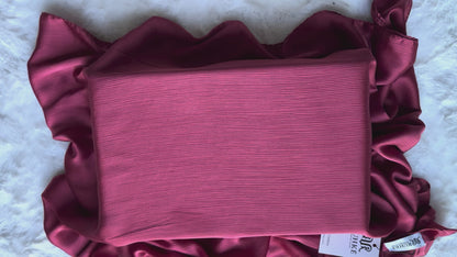 Video showing rosewood blush Korean silk satin crêpe hijab movement, drape and luxury modest wear quality by RUHKÉ™