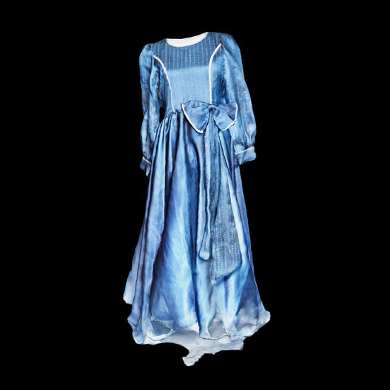 RUHKÉ luxury navy sheesha silk dress with hand stone detailing 3D