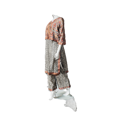 3D close-up detailing of RUHKÉ™ Ajrak-inspired statement jacket