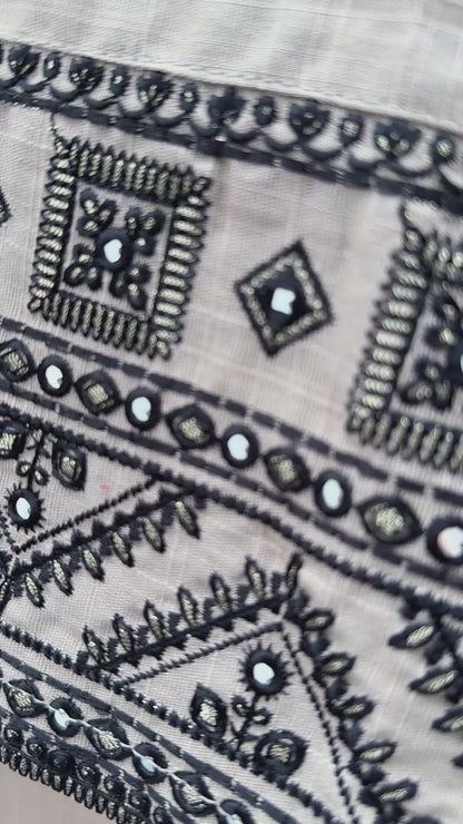 Embroidered Taupe Beige Matching Set video detail 