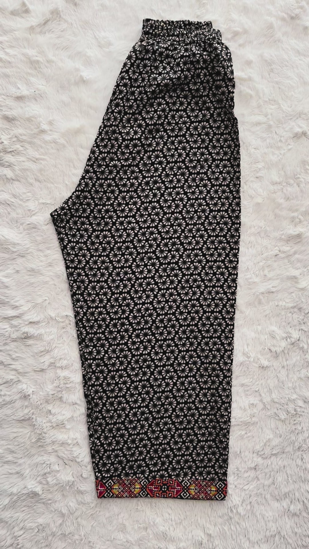 Printed lawn long shirt with contrast border detailing trouser video