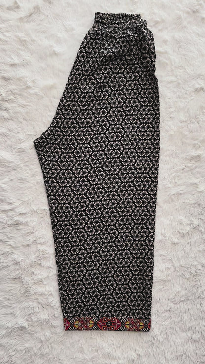 Printed lawn long shirt with contrast border detailing trouser video