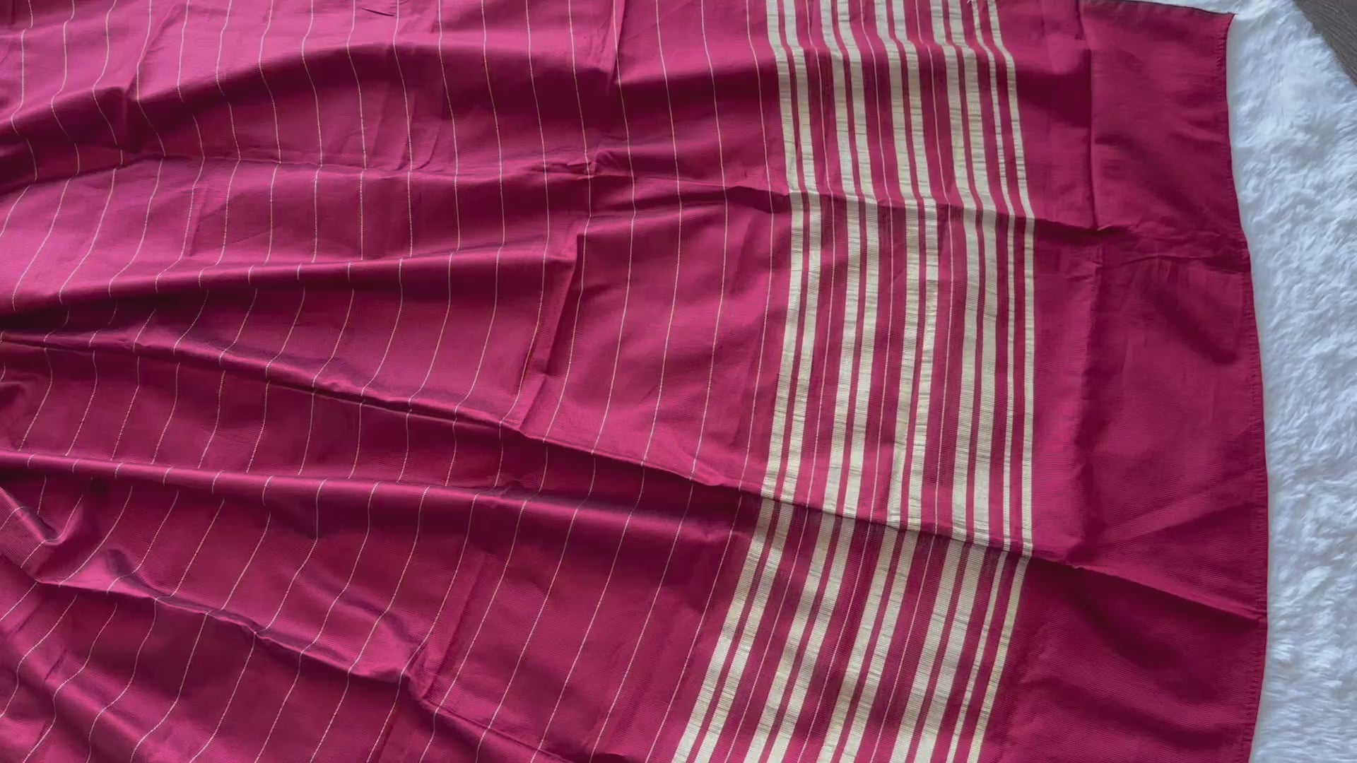 Maroon khadi net dupatta with gold stripe detailing Dubata