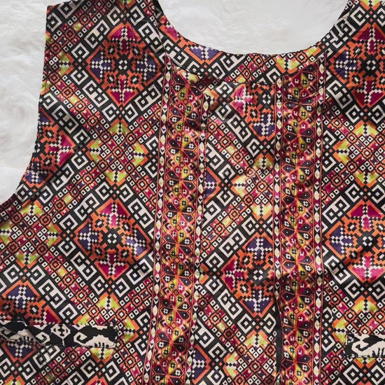 RUHKÉ™ luxury Sindhi Ajrak-inspired co-ord set with statement jacket video preview