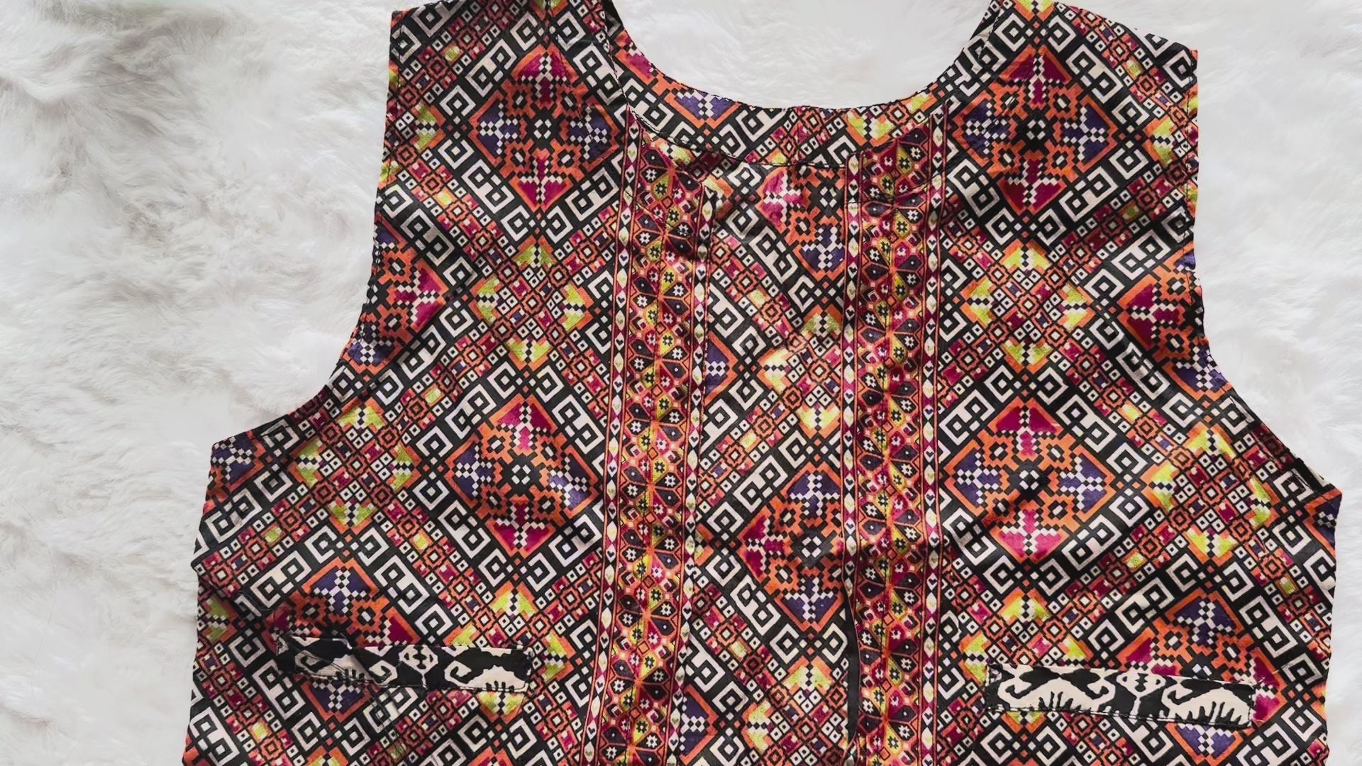 RUHKÉ™ luxury Sindhi Ajrak-inspired co-ord set with statement jacket video preview